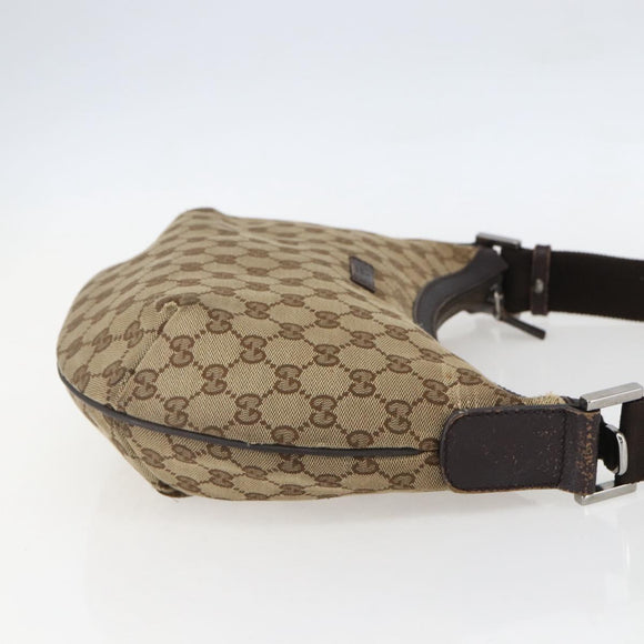 GUCCI GG Canvas Shoulder Bag Beige Silver 181092 Auth 151600
