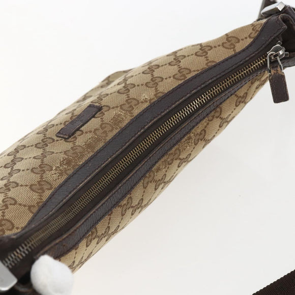 GUCCI GG Canvas Shoulder Bag Beige Silver 181092 Auth 151600