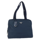 PRADA Hand Bag Nylon Navy Silver Auth 151601-1
