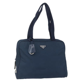PRADA Hand Bag Nylon Navy Silver Auth 151601