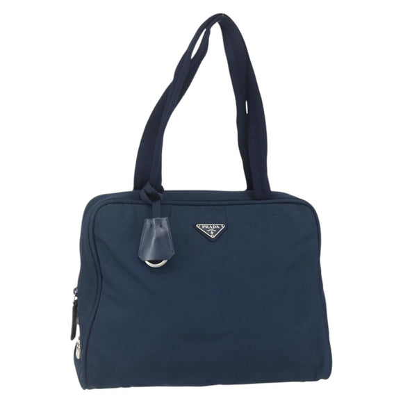 PRADA Hand Bag Nylon Navy Silver Auth 151601