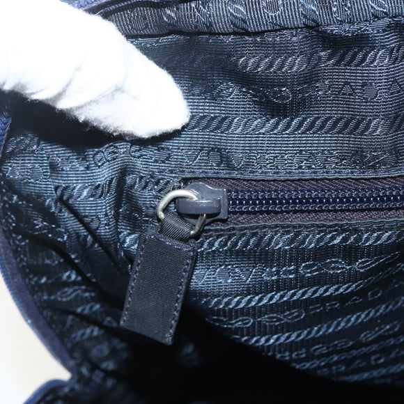 PRADA Hand Bag Nylon Navy Silver Auth 151601