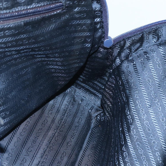 PRADA Hand Bag Nylon Navy Silver Auth 151601