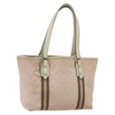 GUCCI GG Canvas Sherry Line Tote Bag Pink Gold khaki 137396 Auth 151602-1