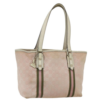 GUCCI GG Canvas Sherry Line Tote Bag Pink Gold khaki 137396 Auth 151602