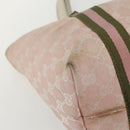 GUCCI GG Canvas Sherry Line Tote Bag Pink Gold khaki 137396 Auth 151602-11