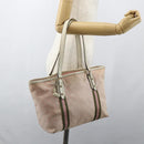 GUCCI GG Canvas Sherry Line Tote Bag Pink Gold khaki 137396 Auth 151602-22