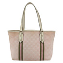 GUCCI GG Canvas Sherry Line Tote Bag Pink Gold khaki 137396 Auth 151602-2