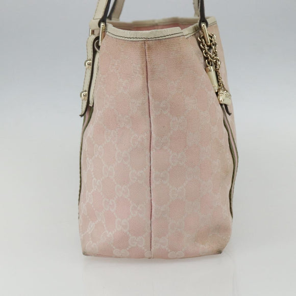 GUCCI GG Canvas Sherry Line Tote Bag Pink Gold khaki 137396 Auth 151602