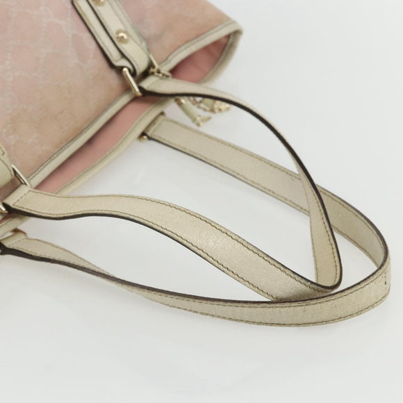 GUCCI GG Canvas Sherry Line Tote Bag Pink Gold khaki 137396 Auth 151602