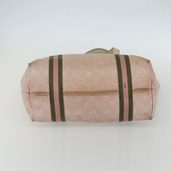 GUCCI GG Canvas Sherry Line Tote Bag Pink Gold khaki 137396 Auth 151602