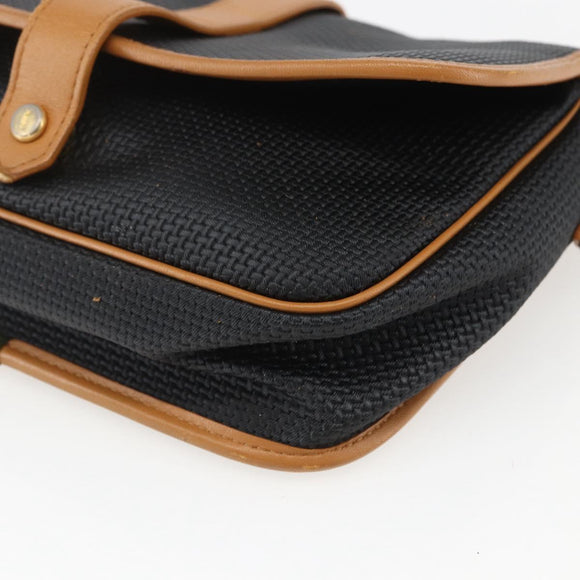 SAINT LAURENT Shoulder Bag Canvas Black Gold Auth 151604