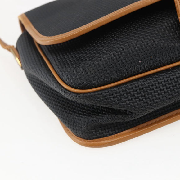 SAINT LAURENT Shoulder Bag Canvas Black Gold Auth 151604