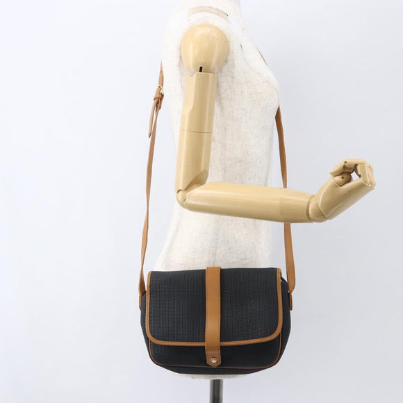 SAINT LAURENT Shoulder Bag Canvas Black Gold Auth 151604