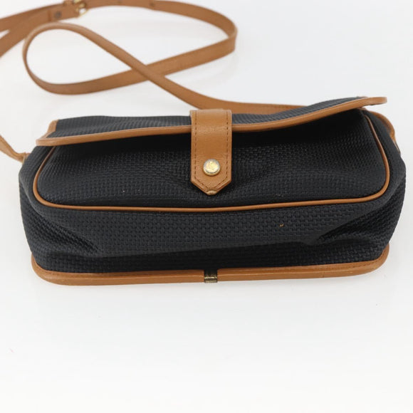 SAINT LAURENT Shoulder Bag Canvas Black Gold Auth 151604