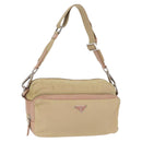 PRADA Shoulder Bag Nylon Beige Silver Auth 151605-1
