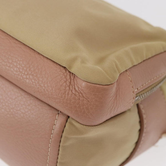 PRADA Shoulder Bag Nylon Beige Silver Auth 151605