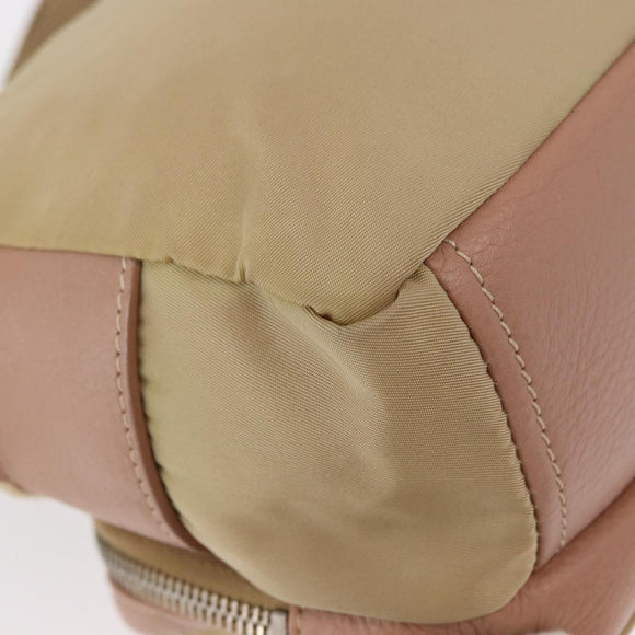 PRADA Shoulder Bag Nylon Beige Silver Auth 151605