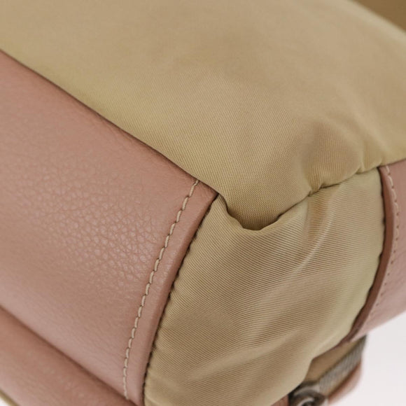 PRADA Shoulder Bag Nylon Beige Silver Auth 151605