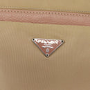 PRADA Shoulder Bag Nylon Beige Silver Auth 151605-19