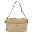 PRADA Shoulder Bag Nylon Beige Silver Auth 151605-13