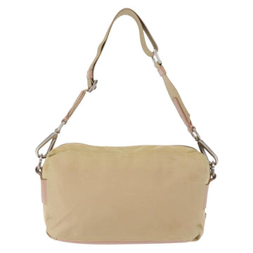 PRADA Shoulder Bag Nylon Beige Silver Auth 151605 - 0