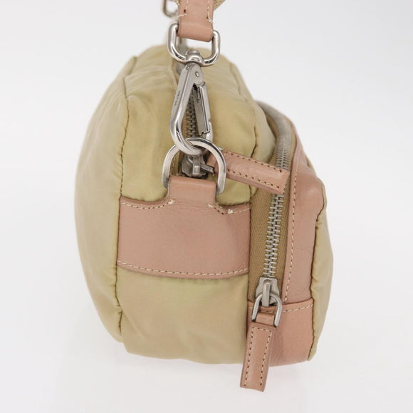 PRADA Shoulder Bag Nylon Beige Silver Auth 151605