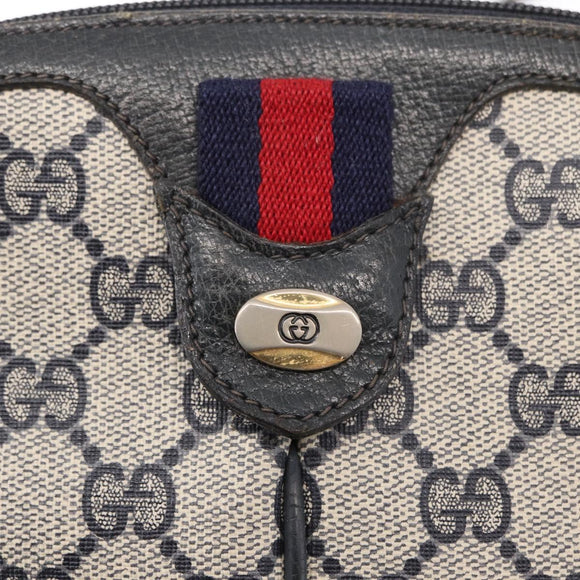 GUCCI GG Supreme Sherry Line Shoulder Bag PVC Navy Gold 904 02 047 Auth 151607