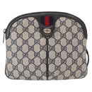 GUCCI GG Supreme Sherry Line Shoulder Bag PVC Navy Gold 904 02 047 Auth 151607-2