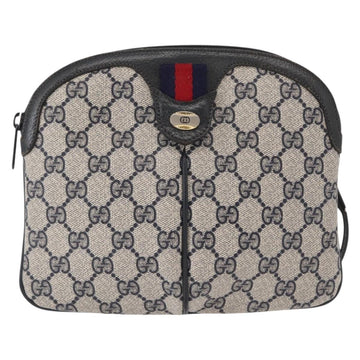 GUCCI GG Supreme Sherry Line Shoulder Bag PVC Navy Gold 904 02 047 Auth 151607 - 0