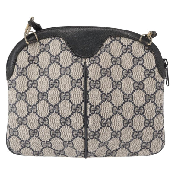 GUCCI GG Supreme Sherry Line Shoulder Bag PVC Navy Gold 904 02 047 Auth 151607