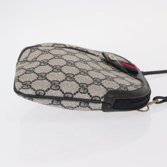 GUCCI GG Supreme Sherry Line Shoulder Bag PVC Navy Gold 904 02 047 Auth 151607