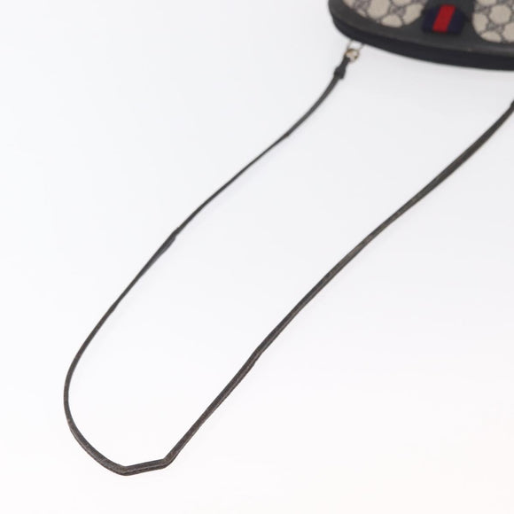 GUCCI GG Supreme Sherry Line Shoulder Bag PVC Navy Gold 904 02 047 Auth 151607