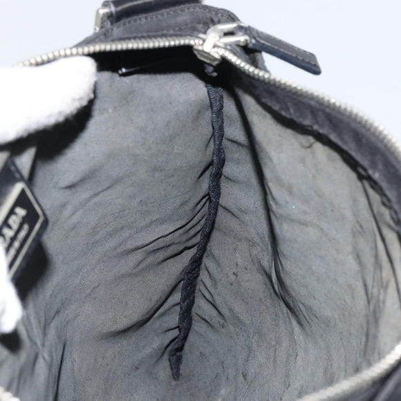 PRADA Shoulder Bag Nylon Black Silver Auth 151608