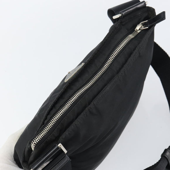 PRADA Shoulder Bag Nylon Black Silver Auth 151608