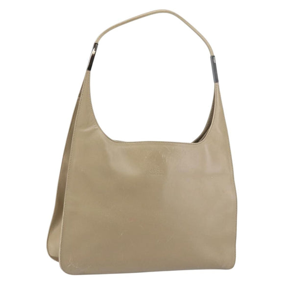 GUCCI Shoulder Bag Leather Beige Silver 001 3167 Auth 151609