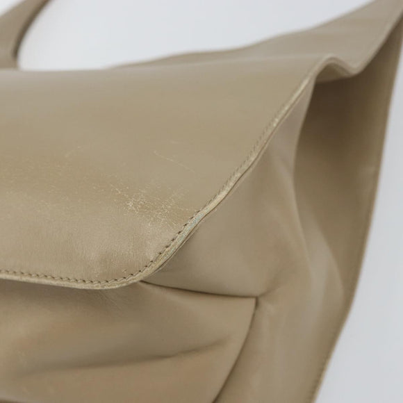 GUCCI Shoulder Bag Leather Beige Silver 001 3167 Auth 151609