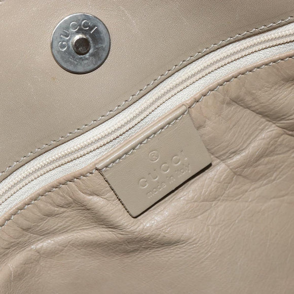 GUCCI Shoulder Bag Leather Beige Silver 001 3167 Auth 151609