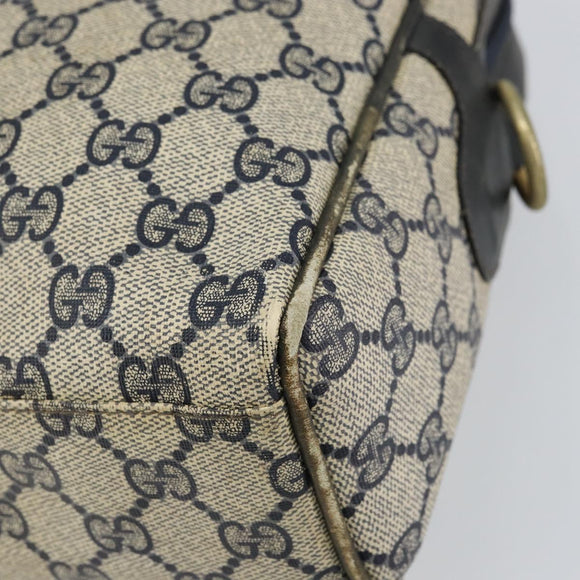 GUCCI GG Supreme Sherry Line Hand Bag PVC Navy Gold Auth 151610