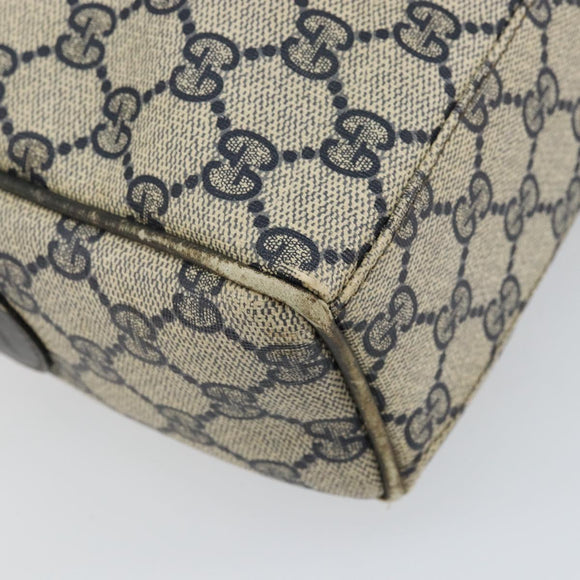 GUCCI GG Supreme Sherry Line Hand Bag PVC Navy Gold Auth 151610