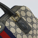 GUCCI GG Supreme Sherry Line Hand Bag PVC Navy Gold Auth 151610-17