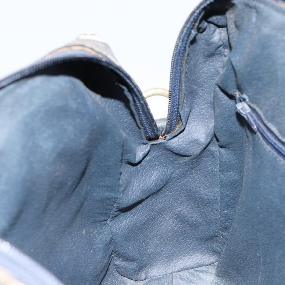 GUCCI GG Supreme Sherry Line Hand Bag PVC Navy Gold Auth 151610