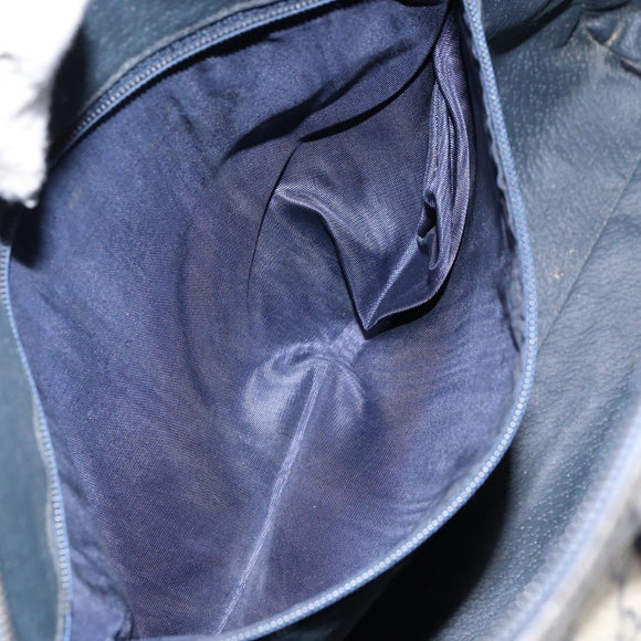 GUCCI GG Supreme Sherry Line Hand Bag PVC Navy Gold Auth 151610