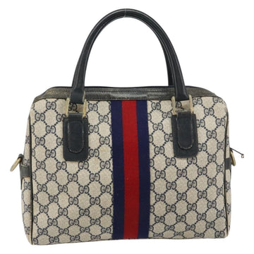 GUCCI GG Supreme Sherry Line Hand Bag PVC Navy Gold Auth 151610 - 0
