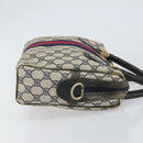 GUCCI GG Supreme Sherry Line Hand Bag PVC Navy Gold Auth 151610-3