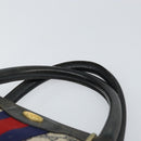 GUCCI GG Supreme Sherry Line Hand Bag PVC Navy Gold Auth 151610-8