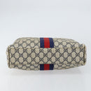 GUCCI GG Supreme Sherry Line Hand Bag PVC Navy Gold Auth 151610-5