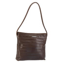 GUCCI Shoulder Bag Leather Brown Silver Auth 151611-1