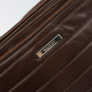 GUCCI Shoulder Bag Leather Brown Silver Auth 151611-14
