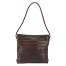 GUCCI Shoulder Bag Leather Brown Silver Auth 151611-2